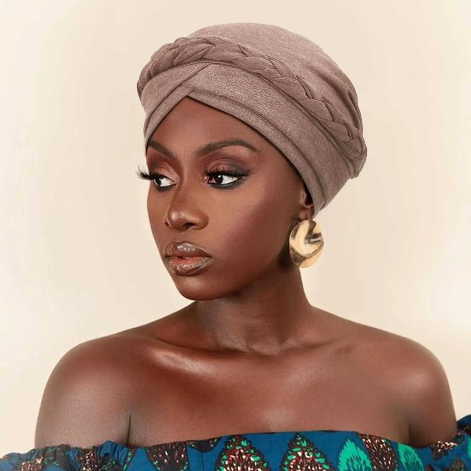 DRESHOW Turban Pre-Tied Twisted Hat Thread African Head Wraps for Black Women Chemo Cancer Cap Braid Hair Cover
