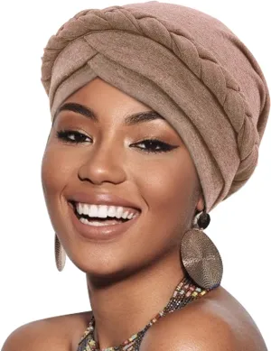 DRESHOW Turban Pre-Tied Twisted Hat Thread African Head Wraps for Black Women Chemo Cancer Cap Braid Hair Cover