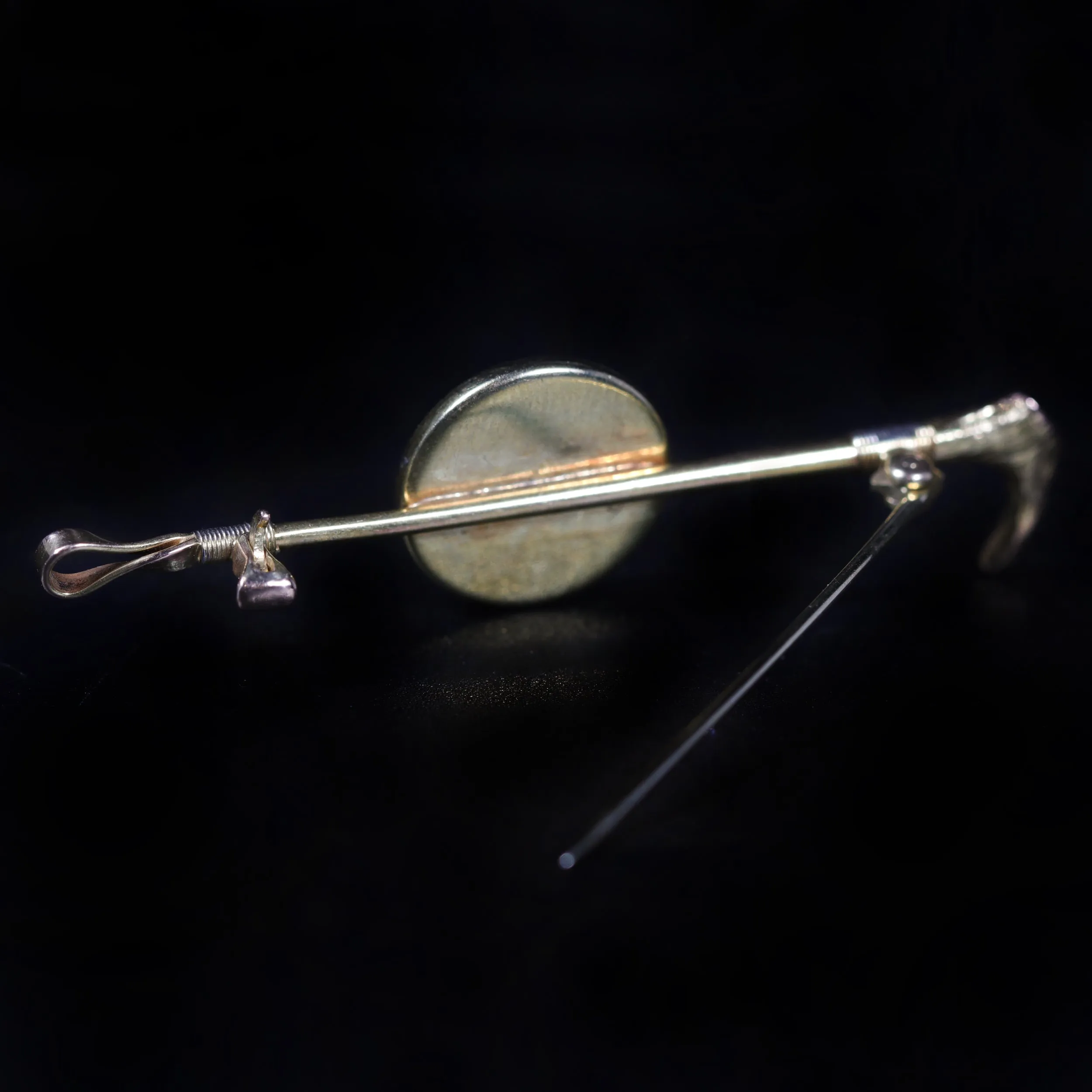 Edwardian Essex Crystal Reverse Intaglio Dog & Hunt Whip Brooch