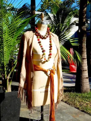 Extra Long Fringe Belt On Alpaca Orange