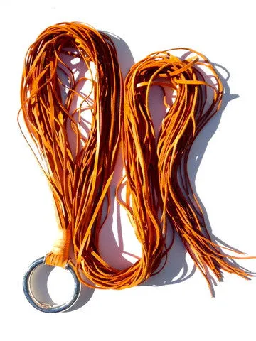 Extra Long Fringe Belt On Alpaca Orange