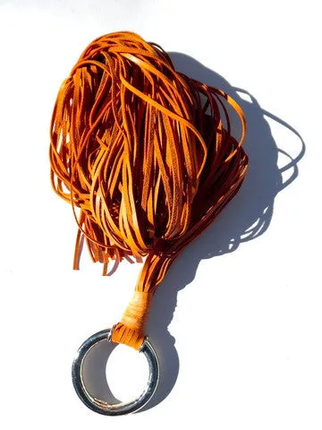 Extra Long Fringe Belt On Alpaca Orange