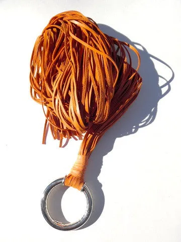 Extra Long Fringe Belt On Alpaca Orange