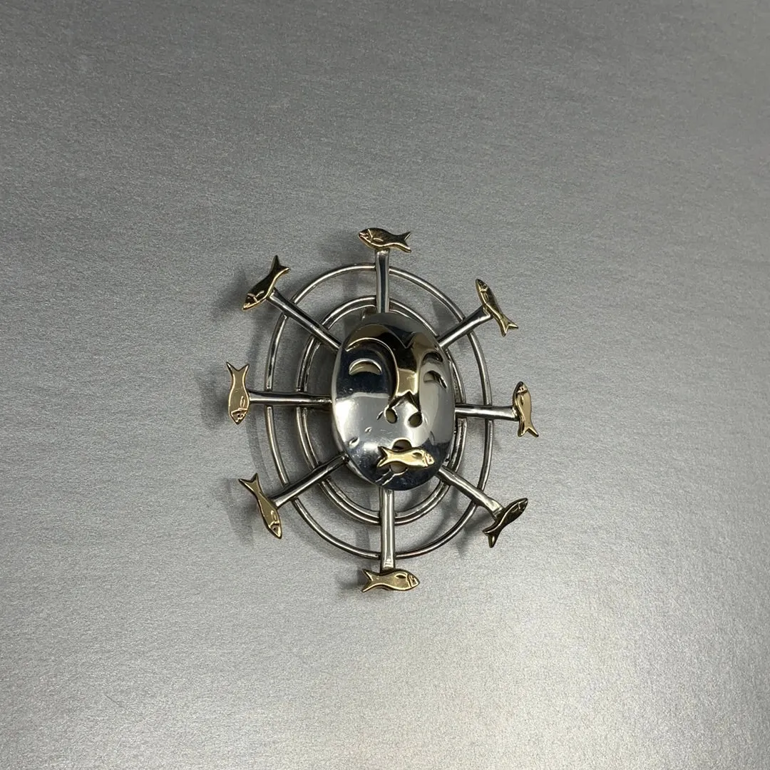 (F) Pin - Wallace: "Fisherwoman", Ivory Yup'ik Mask Style