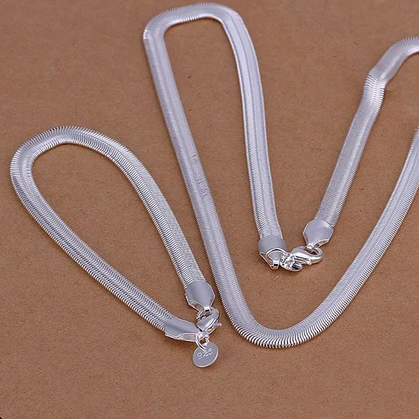 Factory price top quality 925 jewelry silver plated   jewelry sets  silver plated  necklace bracelet free shipping SMTS084