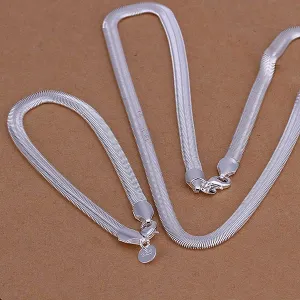 Factory price top quality 925 jewelry silver plated   jewelry sets  silver plated  necklace bracelet free shipping SMTS084