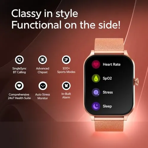 Optimized Product Title: **Fastrack Limitless Classic Smartwatch - 1.91 UltraVU Display, Metal Case, Crown Functionality, 320x385 Resolution, Bluetooth Calling, 100  Sports Modes - Rose Gold**
