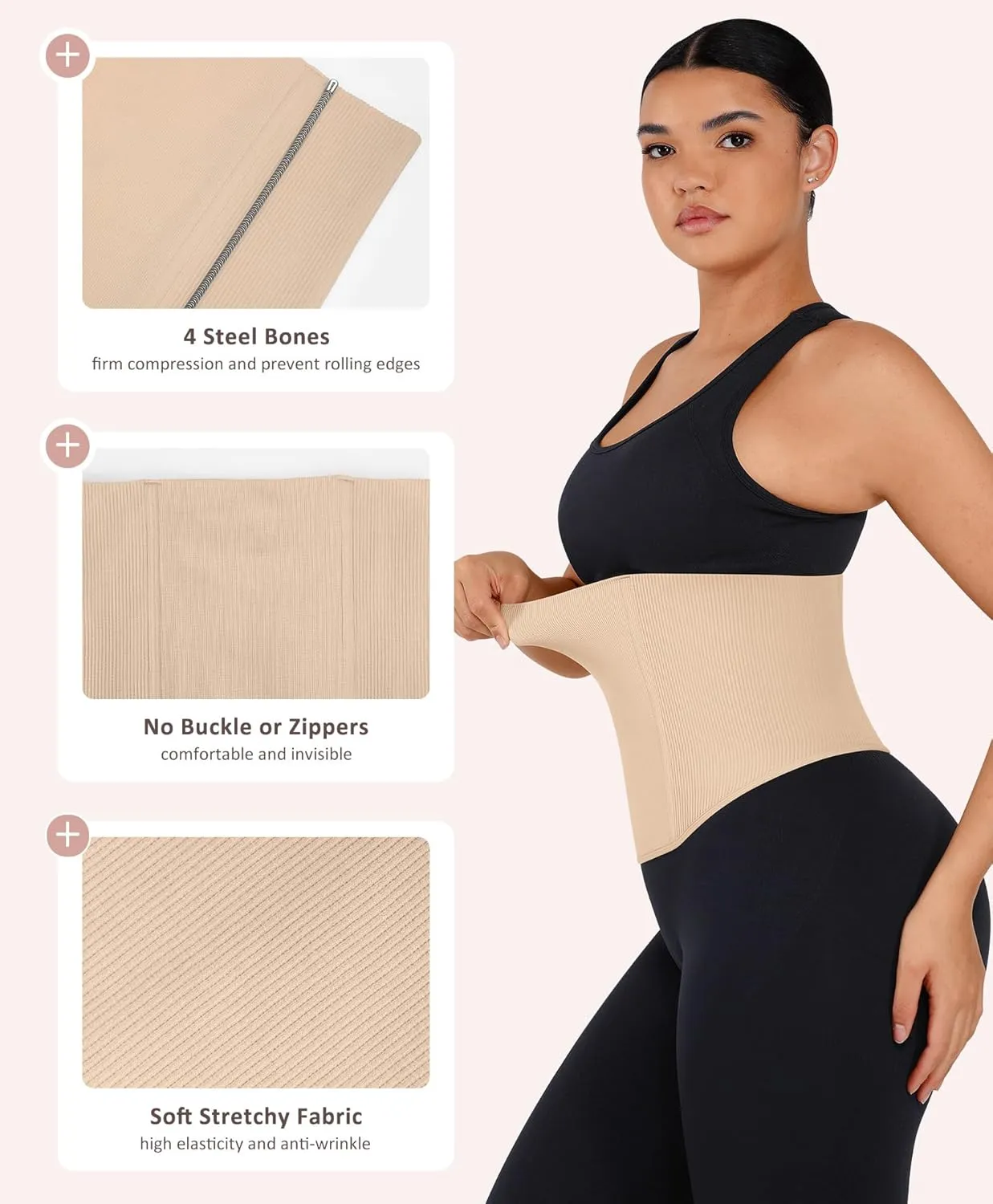 FeelinGirl Waist Trainer for Women Tummy Control Postpartum Underbust Cincher Stomach Compression Workout Belly Wrap