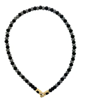 Gold Hook Clasp on Hematite Beaded Bracelet