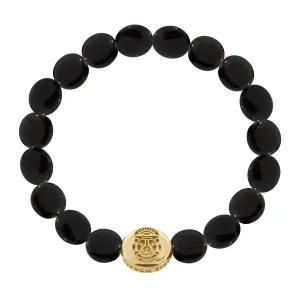 Good Luck Large Gold Disk on Onyx Disk Bracelet