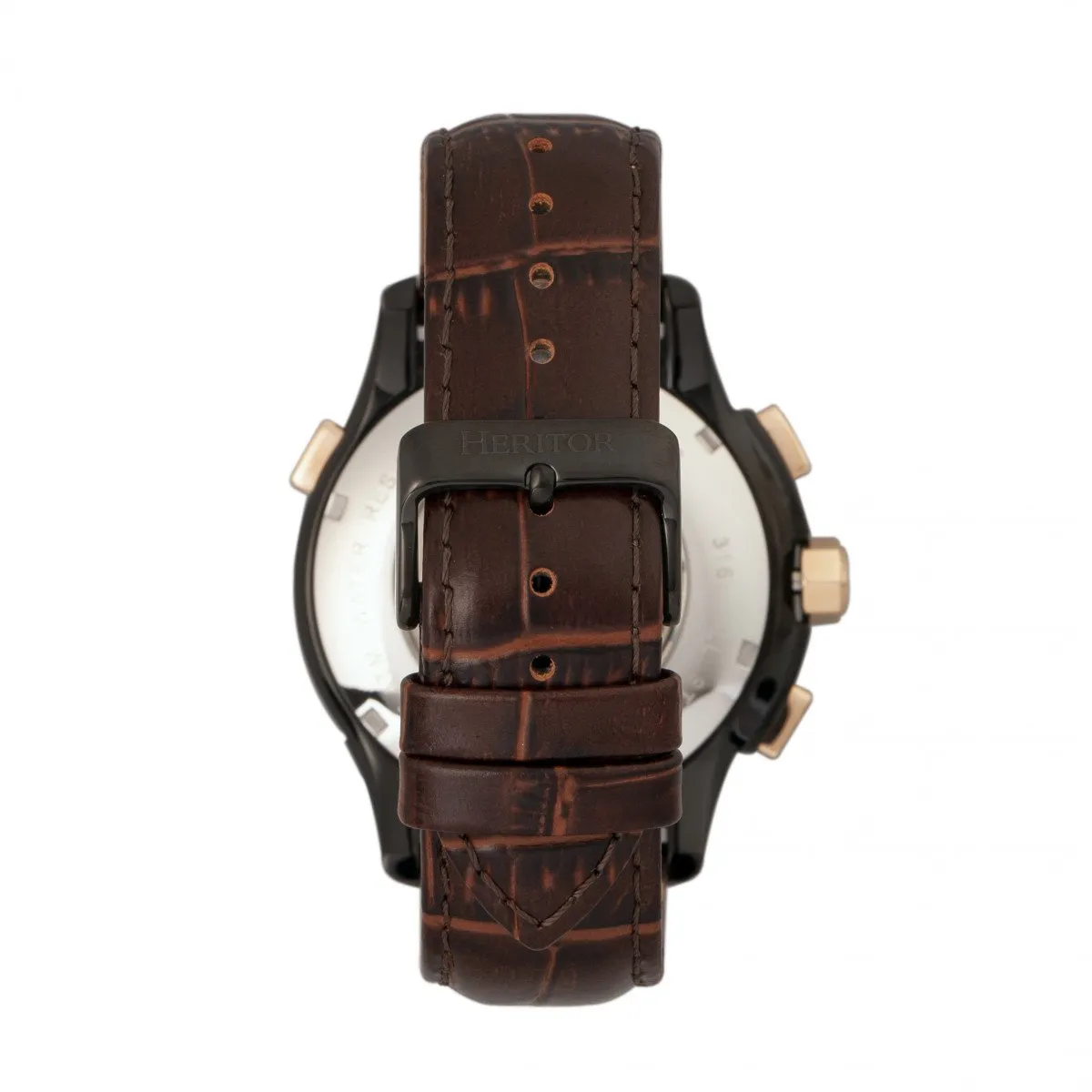 Heritor Automatic Hudson Semi-Skeleton Leather-Band Watch w/Day/Date
