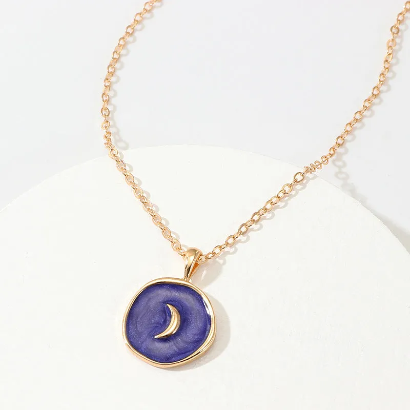 Irregular Enamel Star Moon Round Stud Earrings for Women Girls