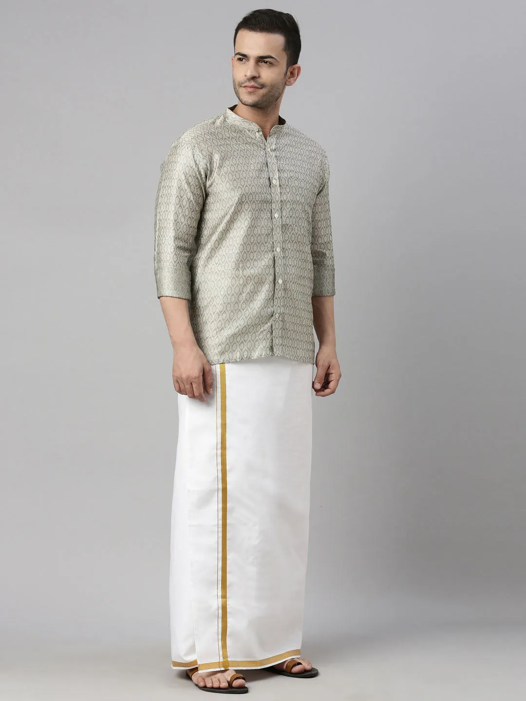 Jashvi Men's Beige Shirt And Mundu Set