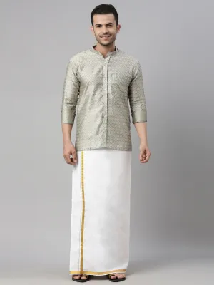 Jashvi Men's Beige Shirt And Mundu Set