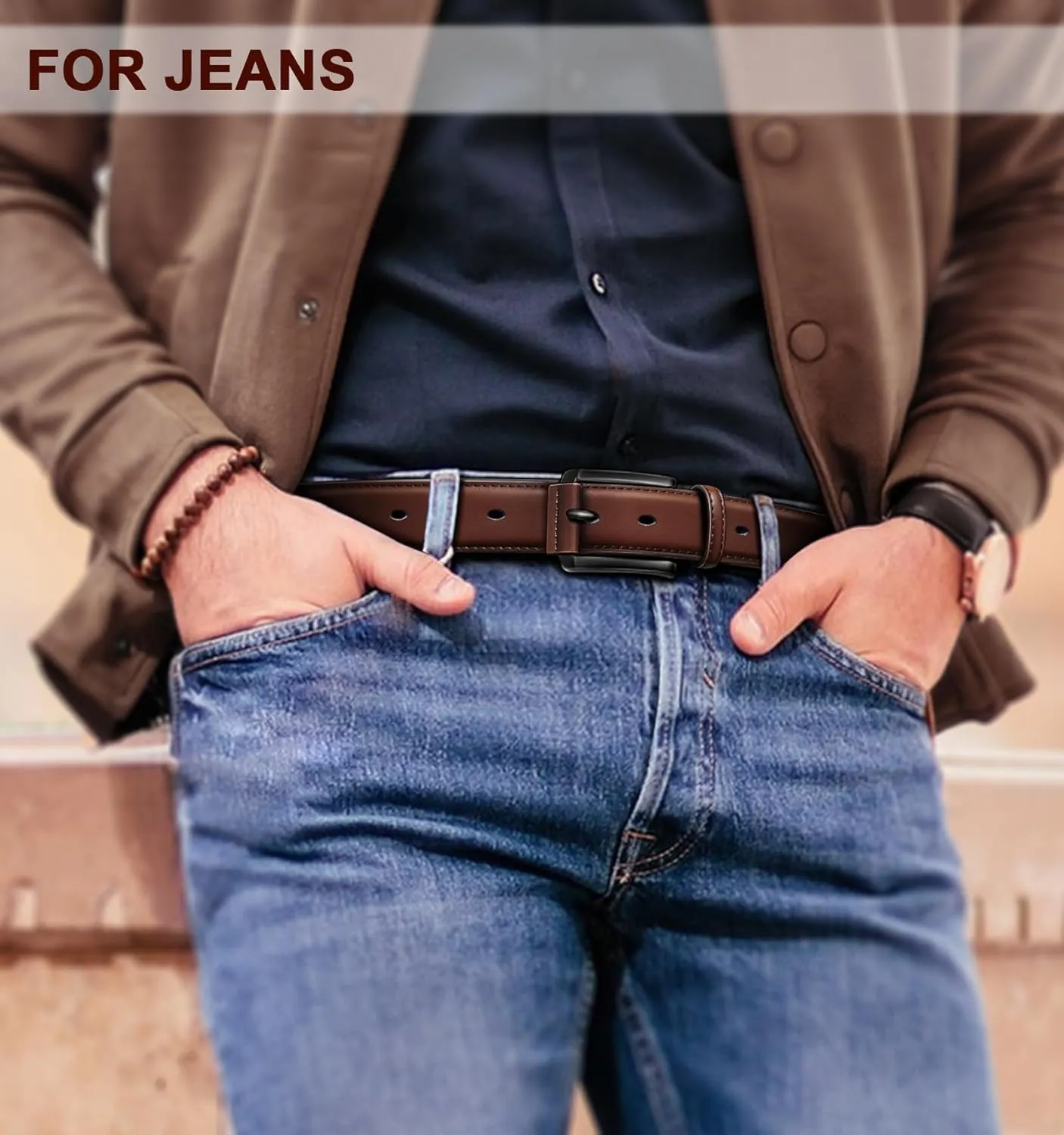KEMISANT Men Belt 2Pack  Genuine Leather Belt for Men Dress Casual Golf Jeans 1 3/8"