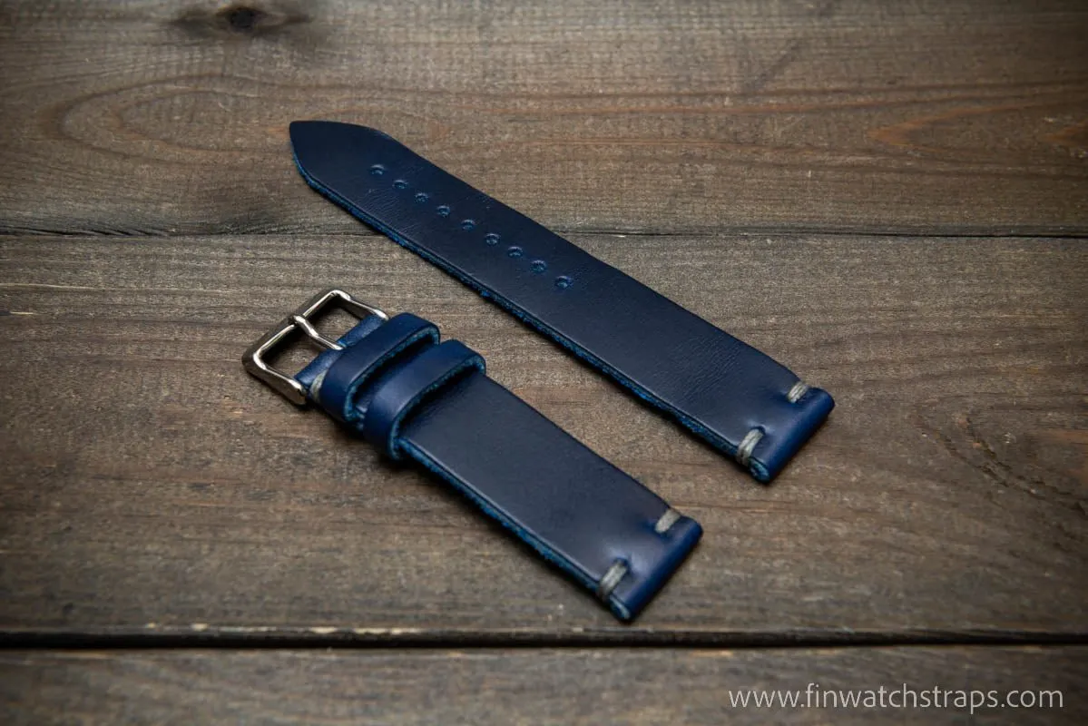 Leather watch strap, Horween Deep Sea Cavalier.  Handmade in Finland. 16-26 mm.