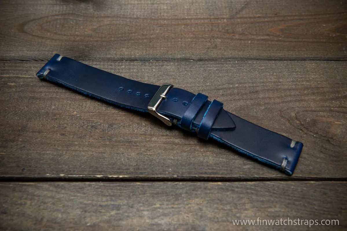 Leather watch strap, Horween Deep Sea Cavalier.  Handmade in Finland. 16-26 mm.