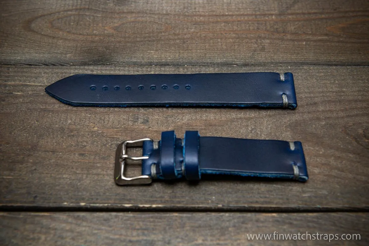 Leather watch strap, Horween Deep Sea Cavalier.  Handmade in Finland. 16-26 mm.