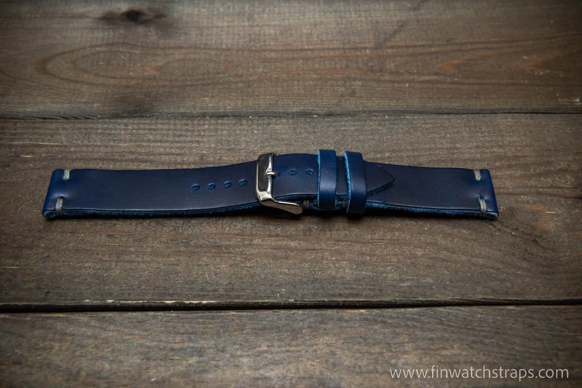 Leather watch strap, Horween Deep Sea Cavalier.  Handmade in Finland. 16-26 mm.