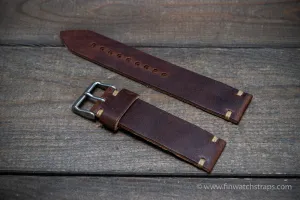 Leather watch strap, Horween Derby Nut Brown.  Handmade in Finland. 16-26 mm.
