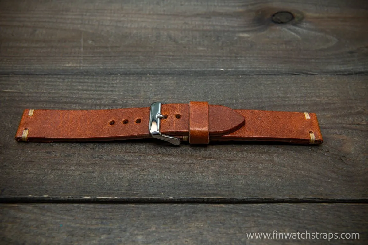 Leather Watch Strap, Italian Vachetta watch band. Handmade in Finland, 16,17,18,19,20,21,22,23,24,25,26 mm.