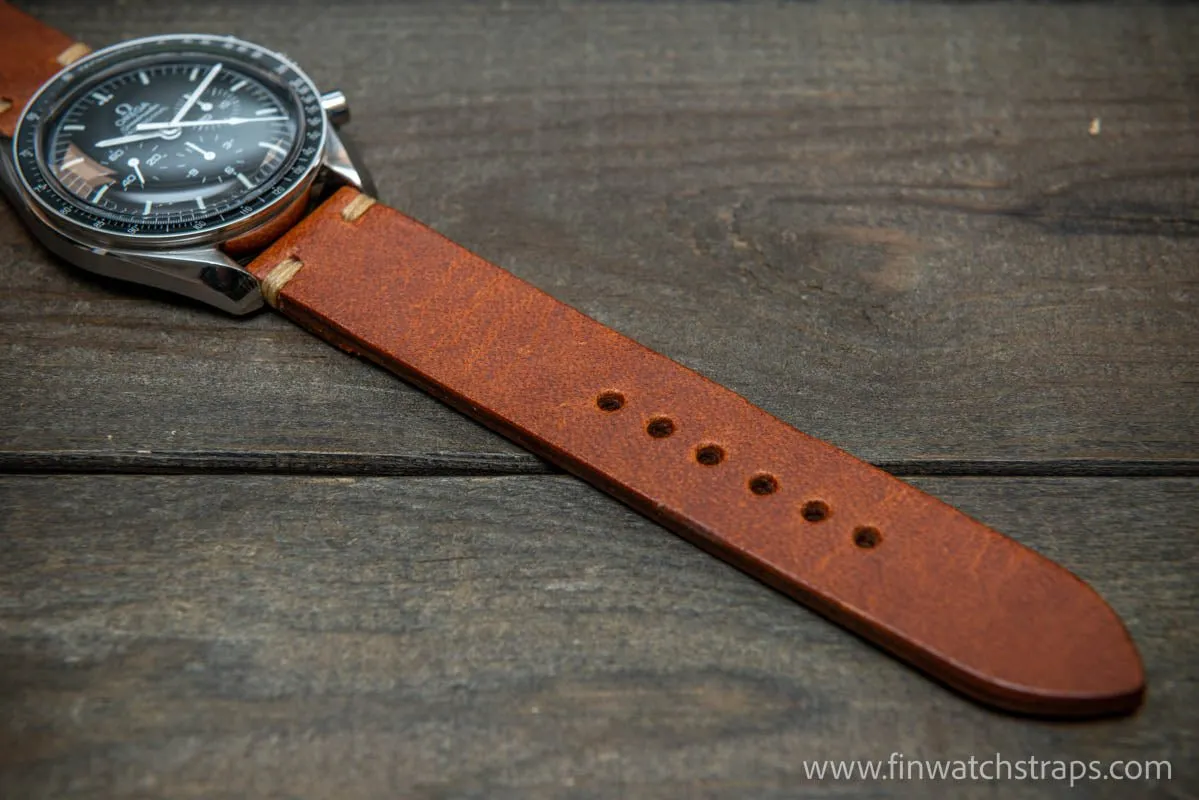 Leather Watch Strap, Italian Vachetta watch band. Handmade in Finland, 16,17,18,19,20,21,22,23,24,25,26 mm.