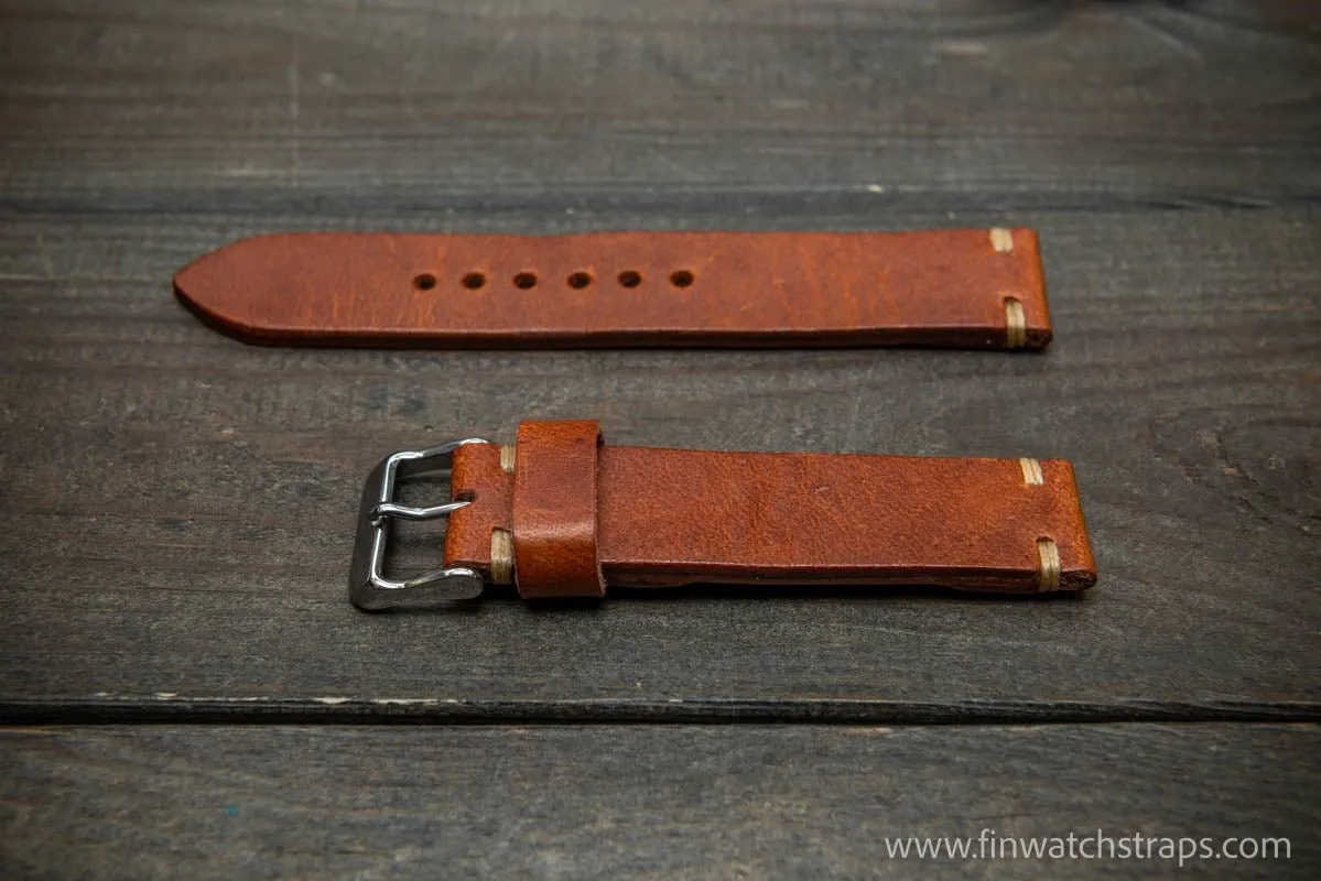 Leather Watch Strap, Italian Vachetta watch band. Handmade in Finland, 16,17,18,19,20,21,22,23,24,25,26 mm.