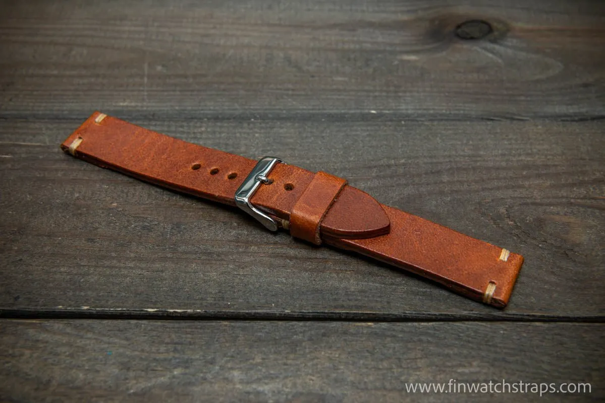 Leather Watch Strap, Italian Vachetta watch band. Handmade in Finland, 16,17,18,19,20,21,22,23,24,25,26 mm.