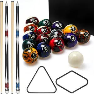 Liliful 20 Pcs Pool Ball Billiard Accessories Set Included 16 Ball 2 Pool Cues Stick 2 Frame Table Billiard Balls Set for Adults Men Home Office Entertainment