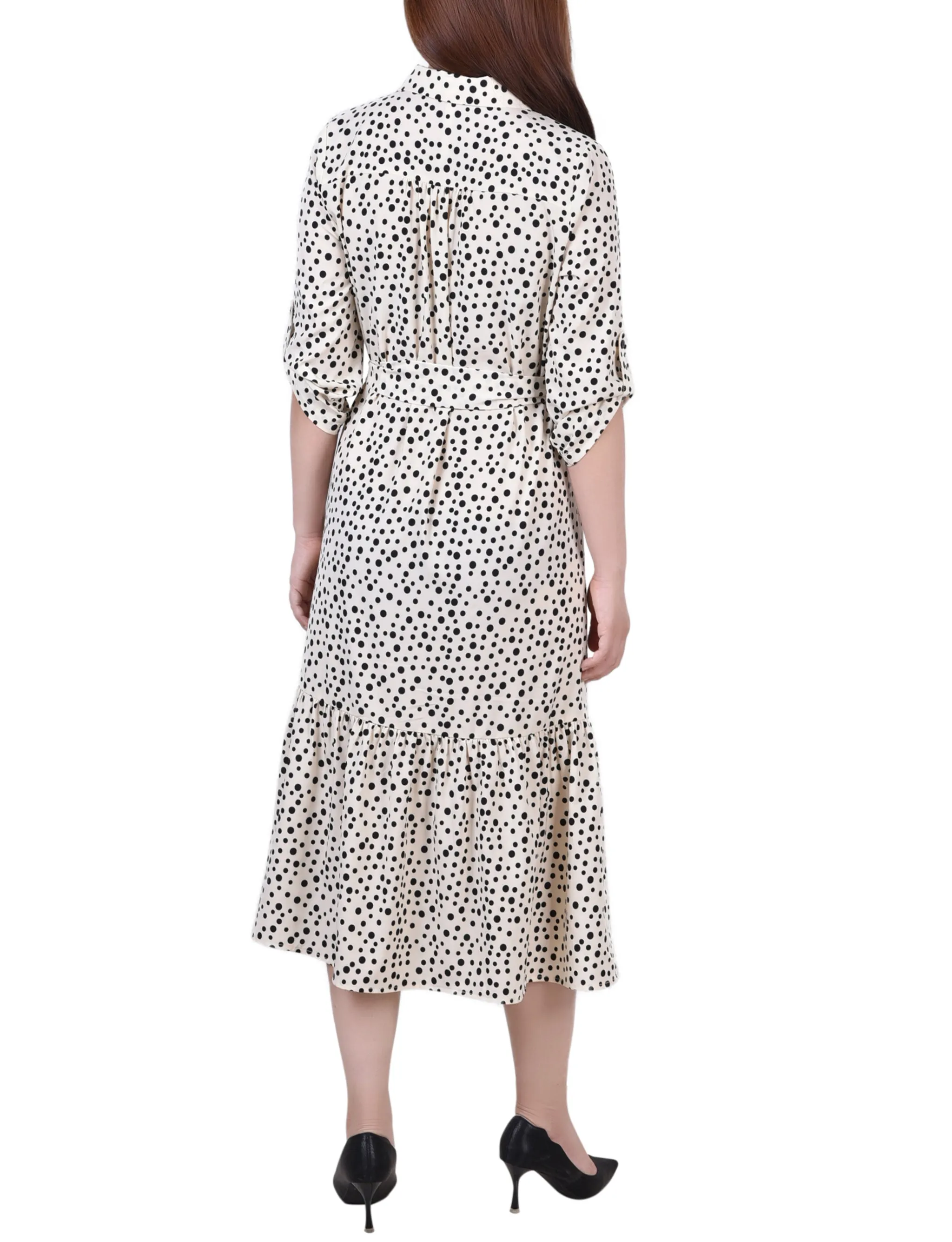 Long Sleeve Tiered Dress With Belt