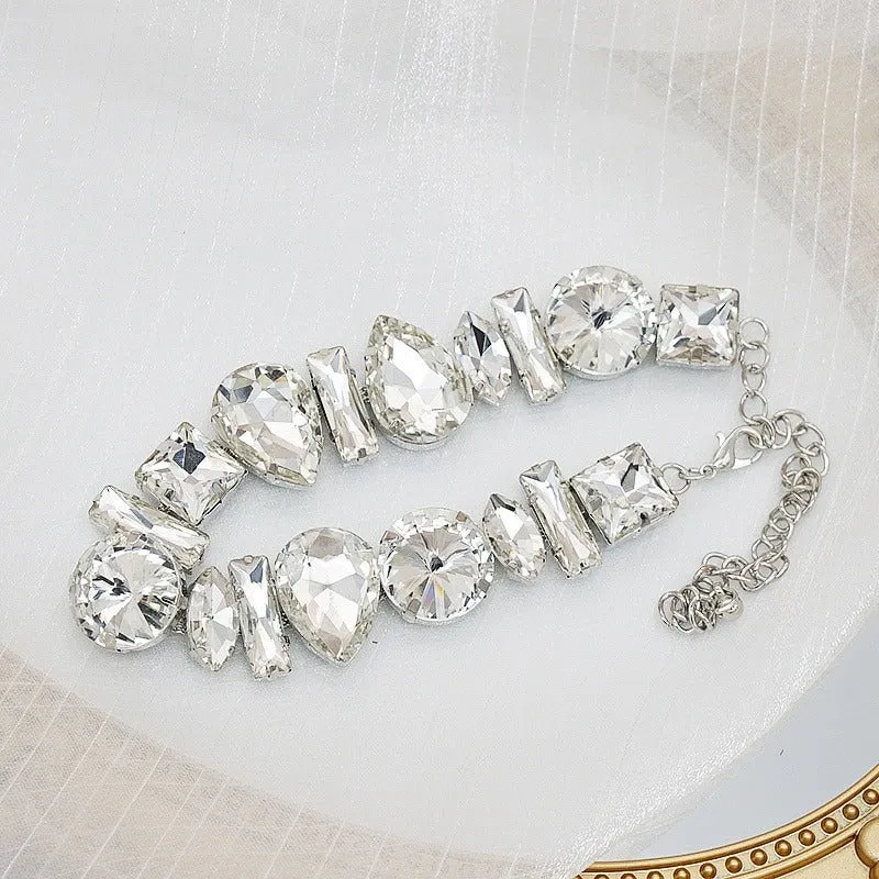 Luxurious Iced Out Geometric Rhinestone Choker Necklaces