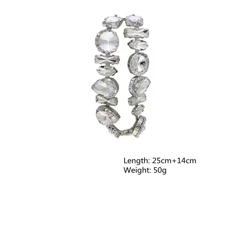 Luxurious Iced Out Geometric Rhinestone Choker Necklaces
