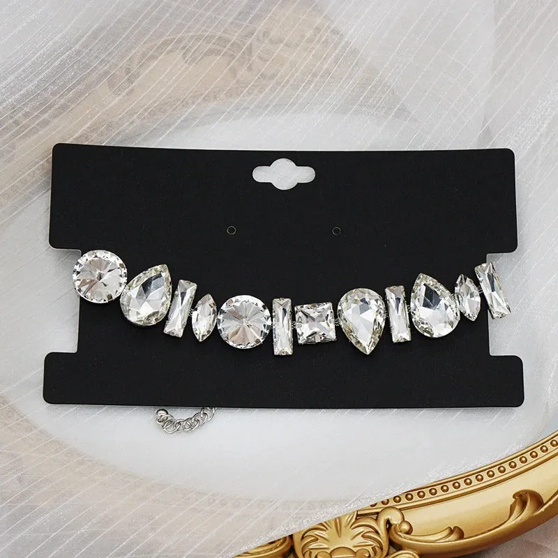 Luxurious Iced Out Geometric Rhinestone Choker Necklaces