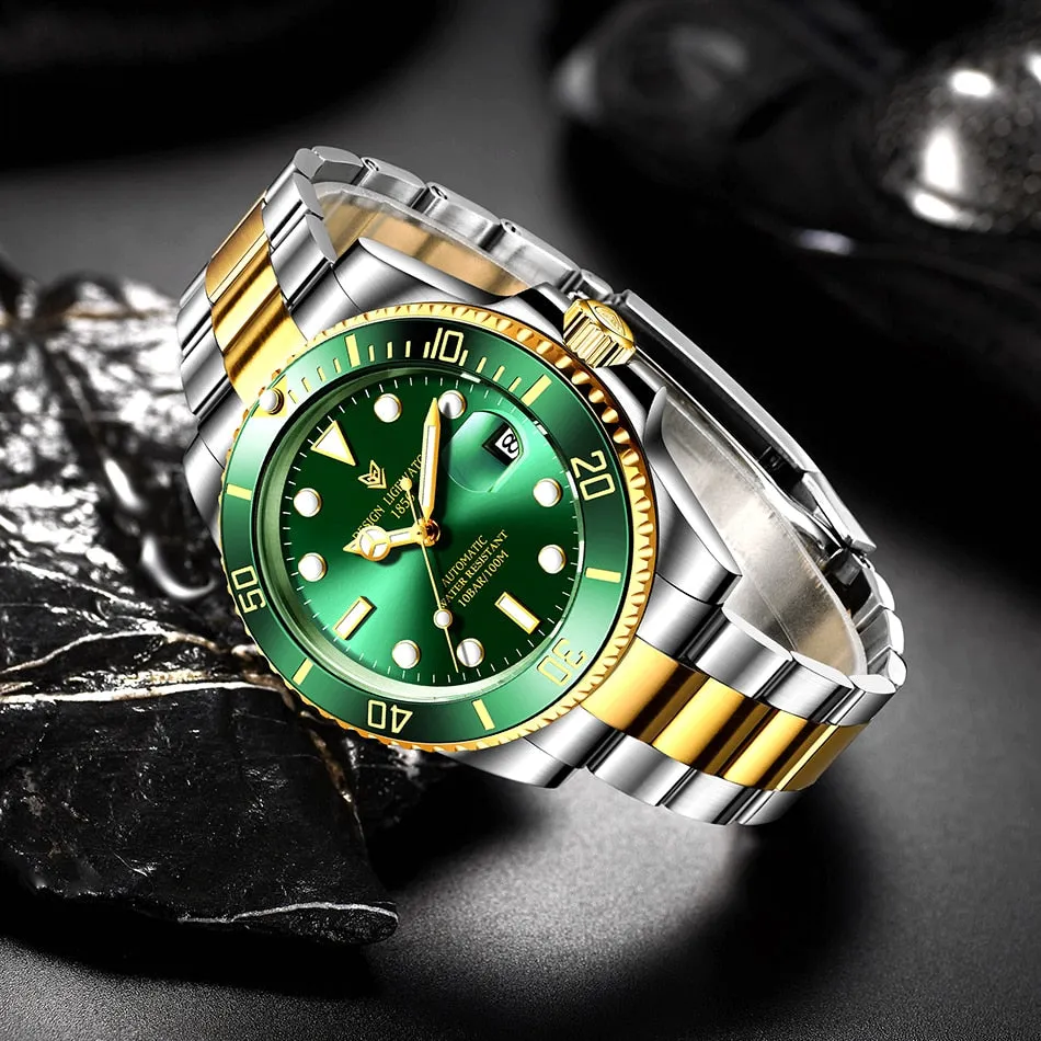 Mens Automatic Mechanical Clock Fashion Sport Diving Watch 100ATM Waterproof Luminous Watches
