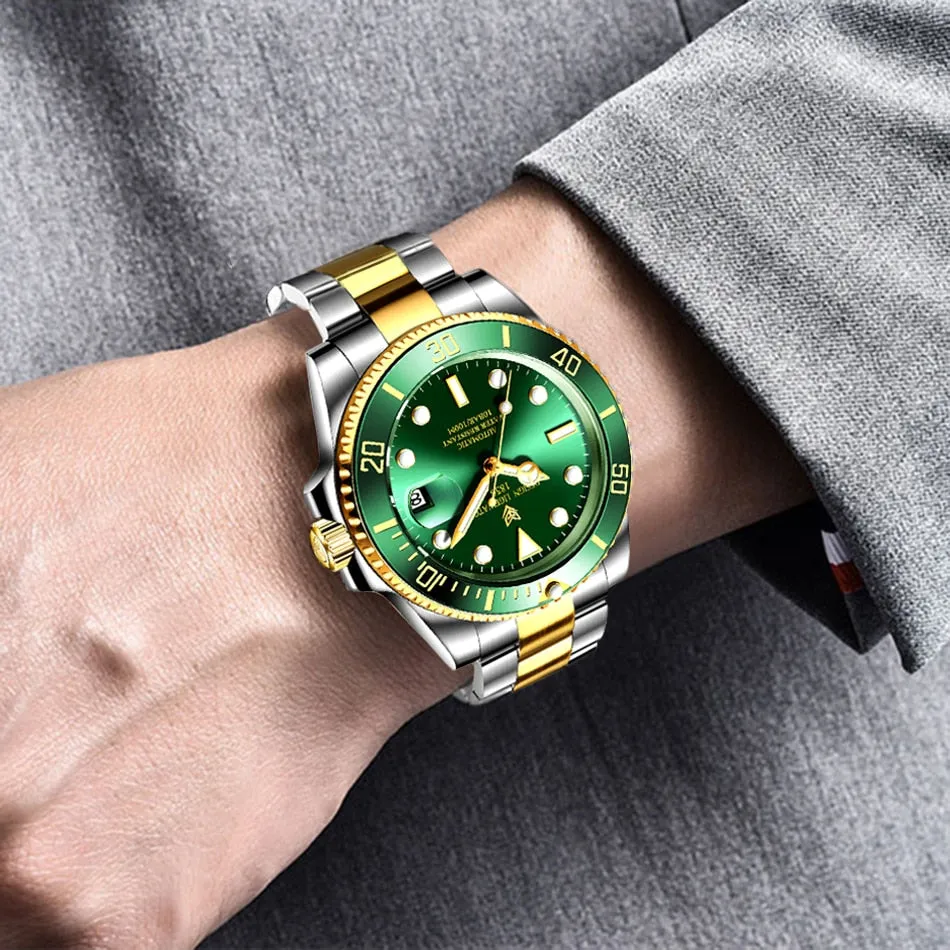 Mens Automatic Mechanical Clock Fashion Sport Diving Watch 100ATM Waterproof Luminous Watches