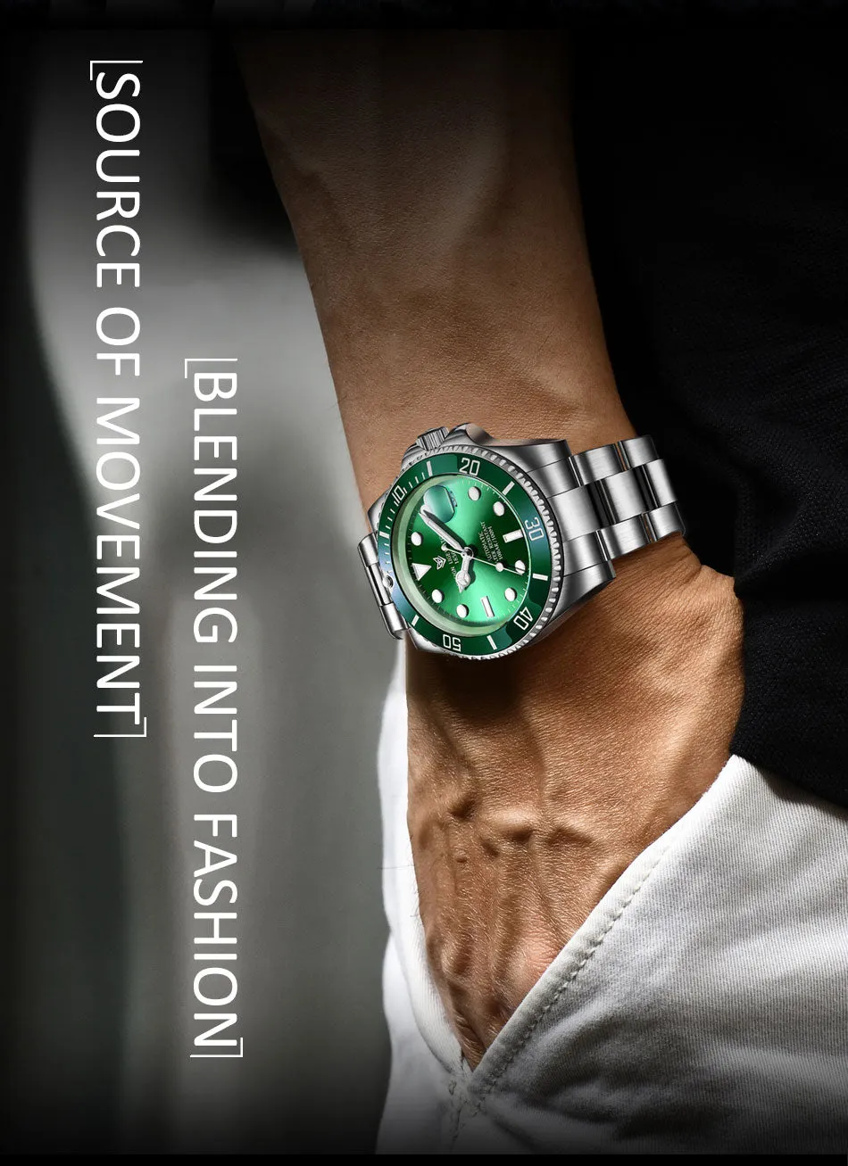 Mens Automatic Mechanical Clock Fashion Sport Diving Watch 100ATM Waterproof Luminous Watches