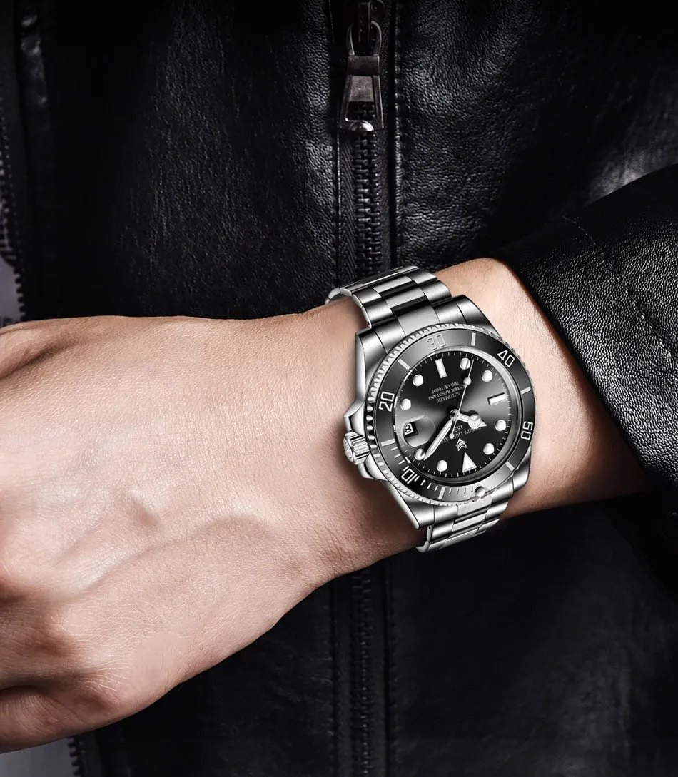Mens Automatic Mechanical Clock Fashion Sport Diving Watch 100ATM Waterproof Luminous Watches