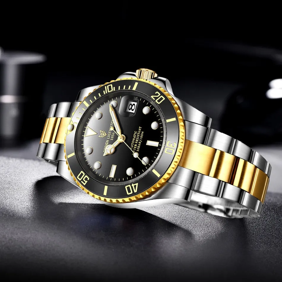 Mens Automatic Mechanical Clock Fashion Sport Diving Watch 100ATM Waterproof Luminous Watches