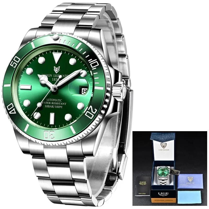 Mens Automatic Mechanical Clock Fashion Sport Diving Watch 100ATM Waterproof Luminous Watches