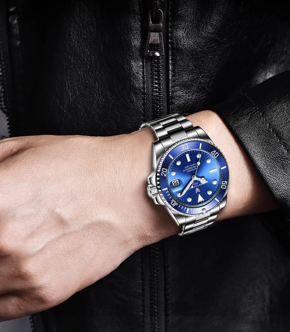 Mens Automatic Mechanical Clock Fashion Sport Diving Watch 100ATM Waterproof Luminous Watches