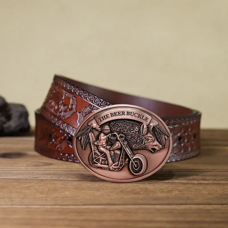 Men's DIY Motorcycle Creative Beer Holder Buckle Leather Belt