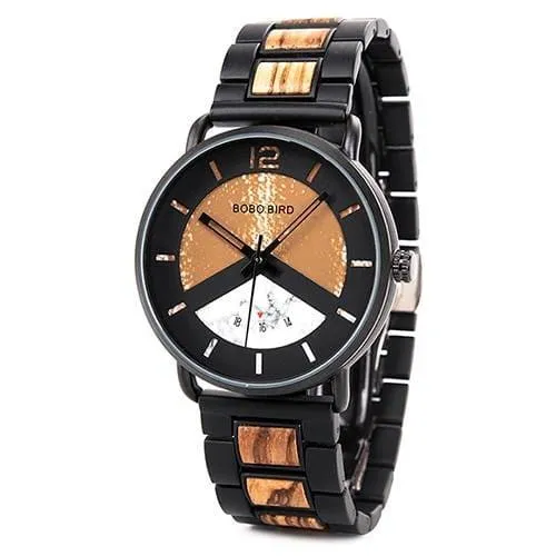 Men's Round Shaped Mechanical Wooden Watch