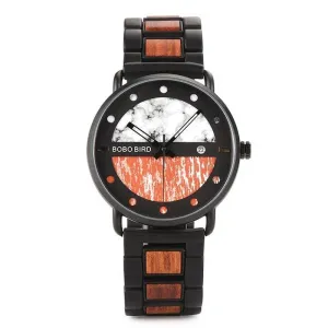Men's Round Shaped Mechanical Wooden Watch