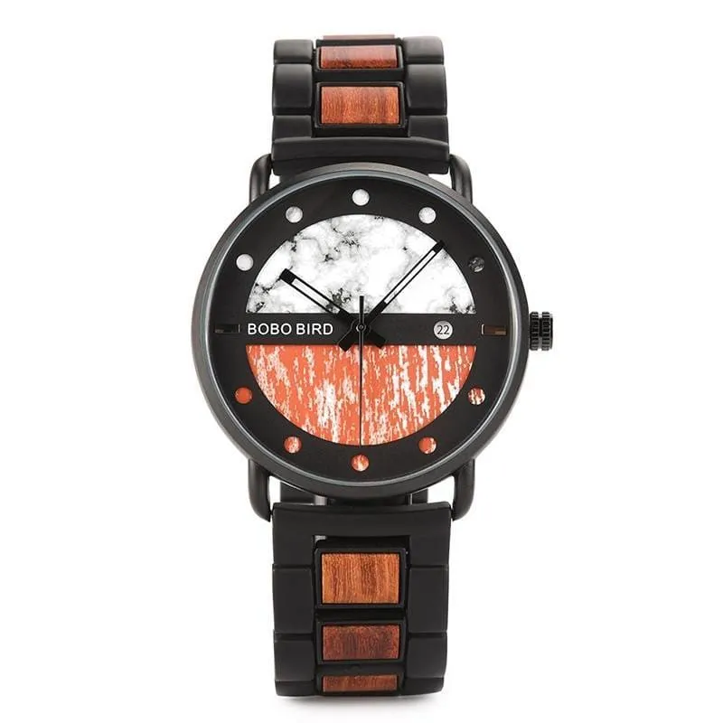 Men's Round Shaped Mechanical Wooden Watch