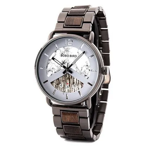 Men's Round Shaped Mechanical Wooden Watch