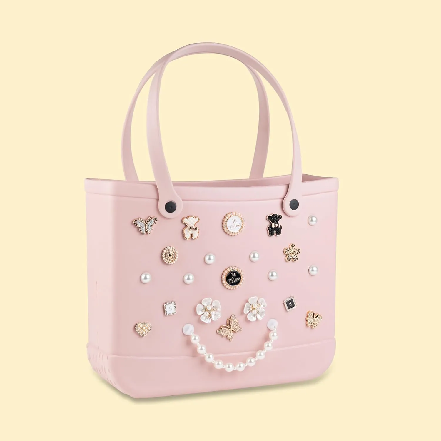 Mon Carame Rubber Beach Bag Accessories Charms,Rubber Beach Totes Accessories Inserts,Lovely Pearl Charms