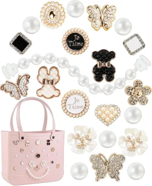 Mon Carame Rubber Beach Bag Accessories Charms,Rubber Beach Totes Accessories Inserts,Lovely Pearl Charms