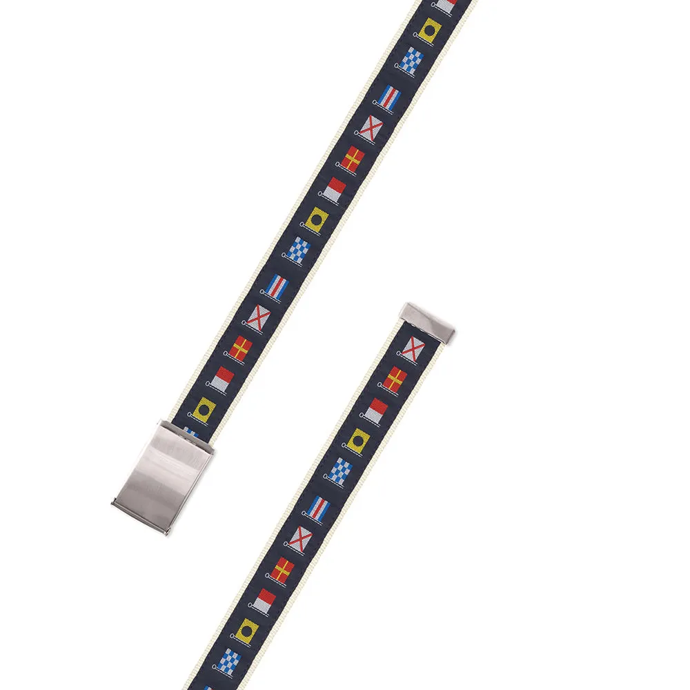 Nautical Flags Motif Military Buckle Belt