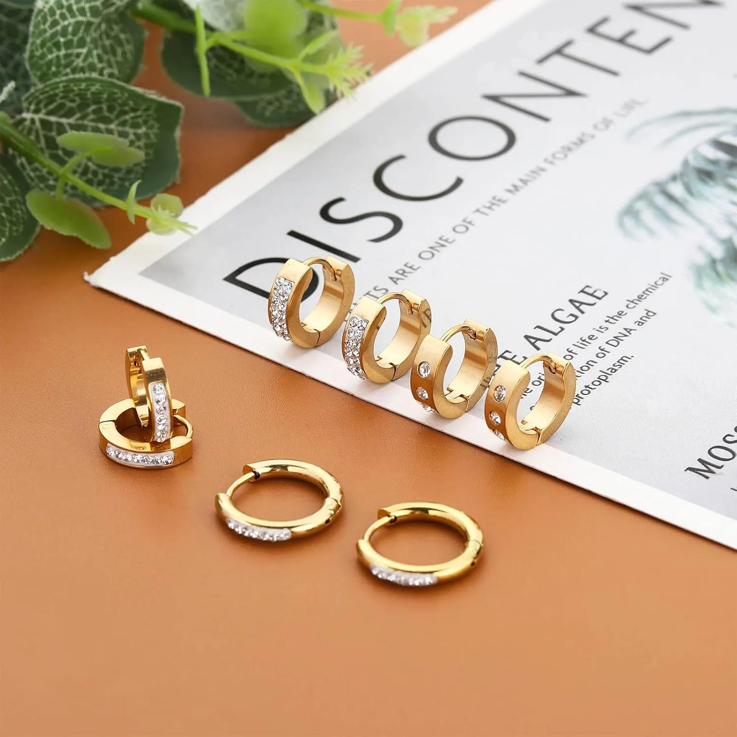 NEWITIN 12 Pairs Stainless Steel Stud Earrings for Men Hypoallergenic Earring Unisex Studs Inlaid Cubic Zirconia Men Earrings Hoop CZ Stud Earring Set for Women