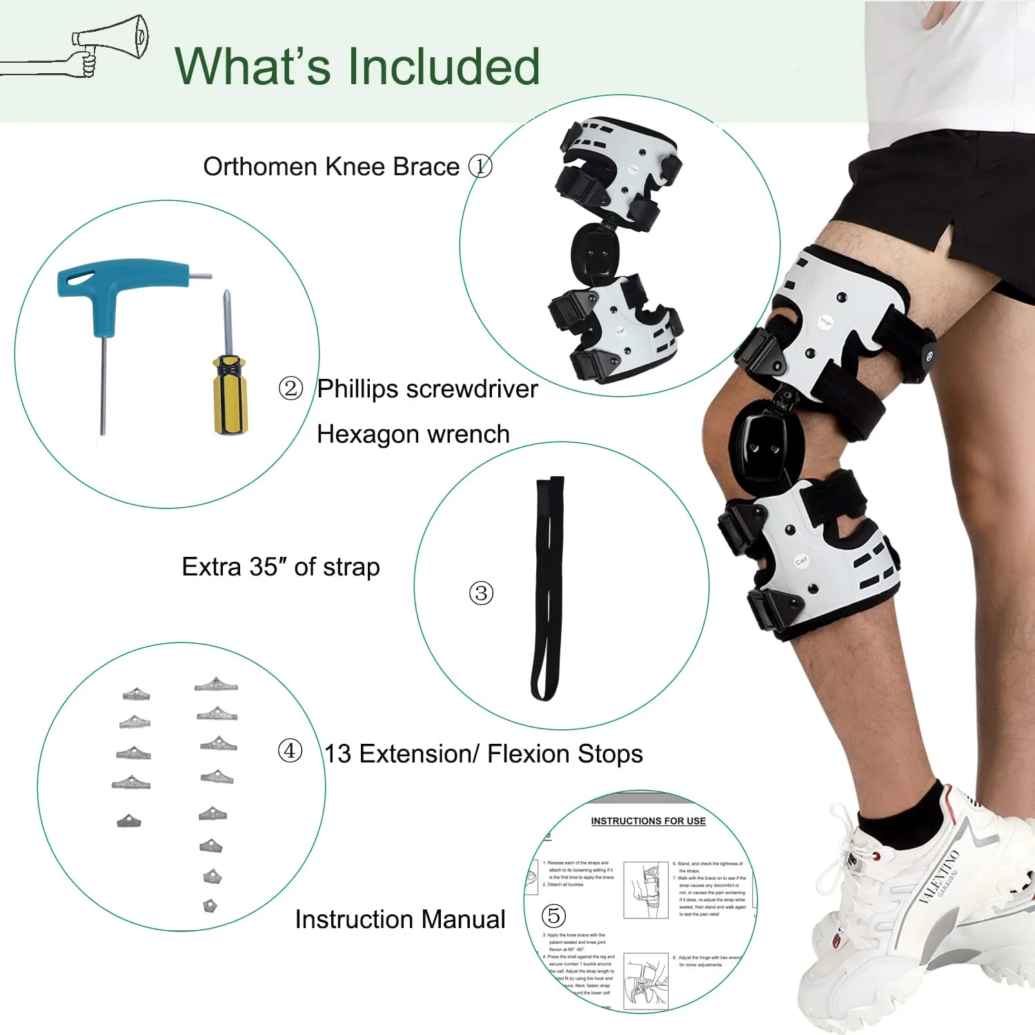 Orthomen OA Unloader Knee Brace, Support for Arthritis Pain, Osteoarthritis, Cartilage Defect Repair, Avascular Necrosis, Bone on Bone Knee Joint Pain and Degeneration Medial Inside Right
